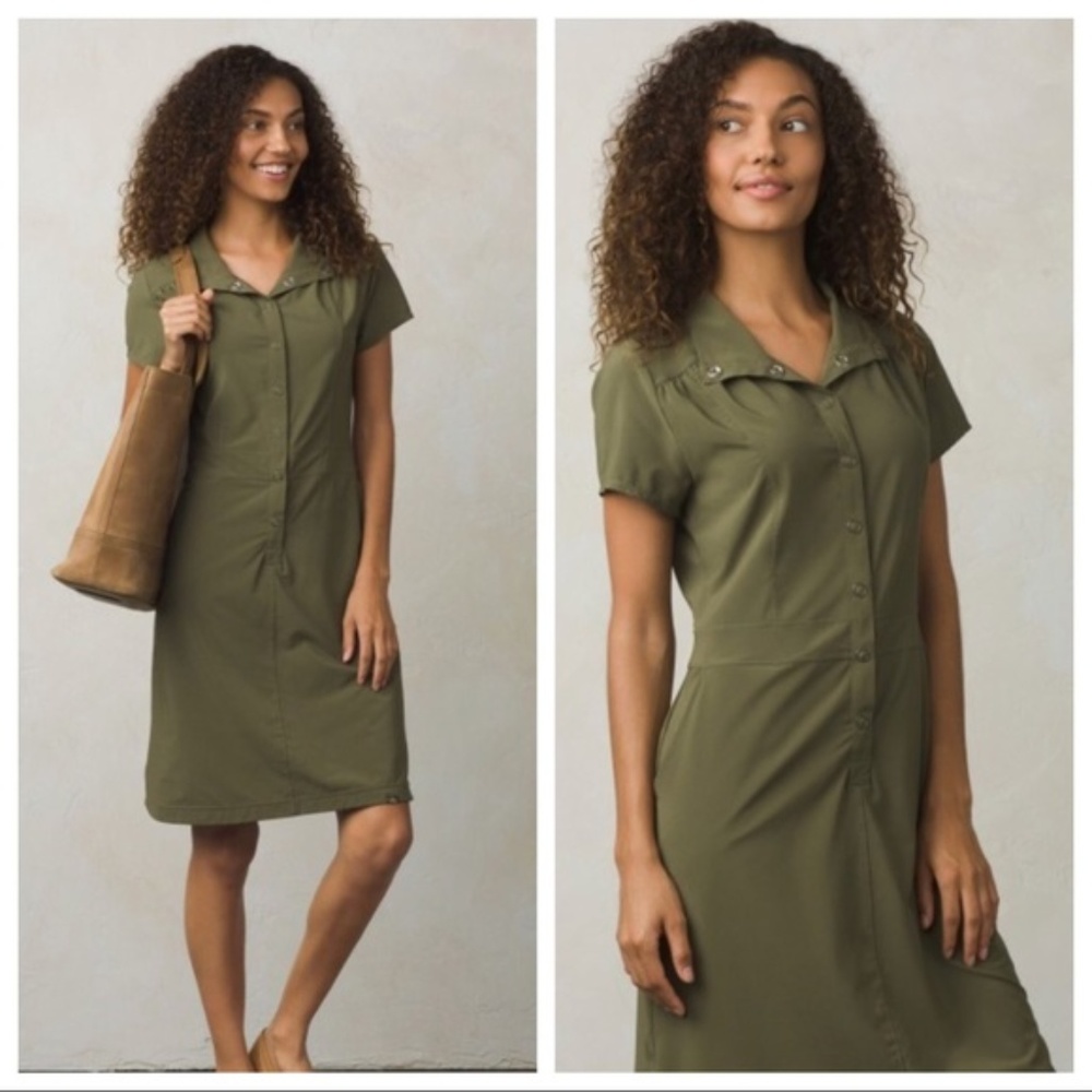 Prana Dandyn Dress - Cargo Green - Size Small